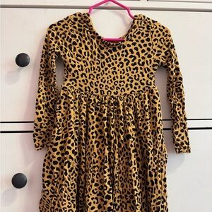 Leopard Print Long Sleeve Little Sleepies Twirl Dress